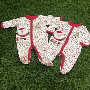 Infant Christmas Footie Pajamas - TWINS Set of 2